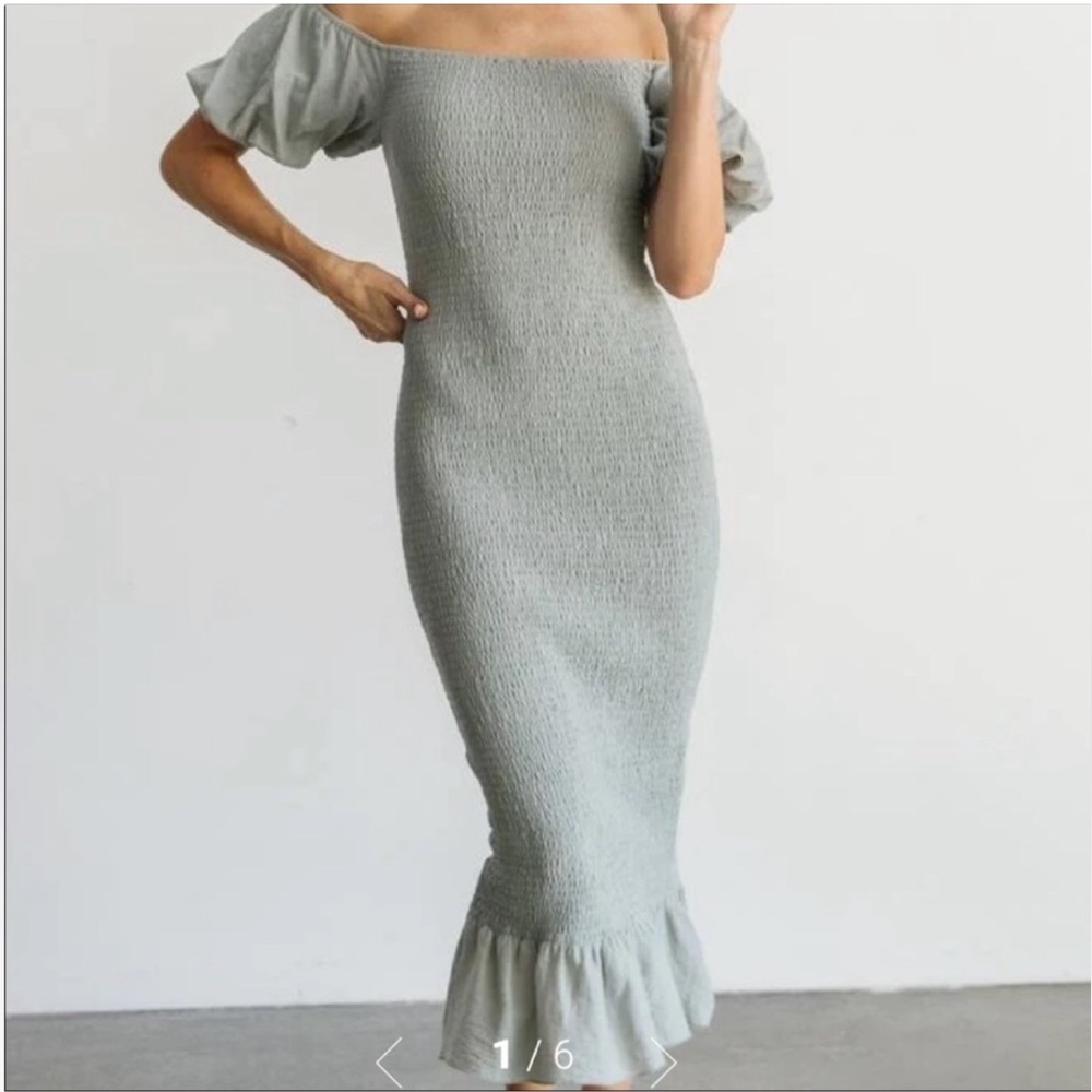 Baltic Born Alana Smocked Midi Dress in Sage